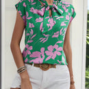 Essnce Camisa de manga corta de moda para mujer con diseno impreso y lazo para el verano