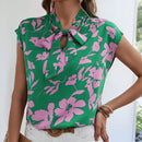 Essnce Camisa de manga corta de moda para mujer con diseno impreso y lazo para el verano