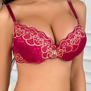 Sujetador de encaje sexy para mujer con push up y escote profundo en V