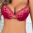 Sujetador de encaje sexy para mujer con push up y escote profundo en V