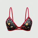NEW ROMWE Fairycore Sujetador inalambrico con bordes en contraste, con estampado floral y de setas