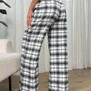 Essnce pantalones rectos y holgados con cintura de cordon a cuadros para mujer