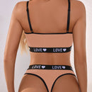 Conjunto de ropa interior sencillo para mujeres, con detalles impresos en los bordes, ideal para uso diario