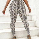 Nueva Primavera/ Verano Leggings Ajustados Impresos De patron de piel de serpiente Para Mujeres De Talla Regular
