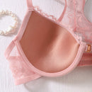 Sencillo sosten de encaje floral solido, comodo y transpirable con hebilla frontal, lenceria y ropa interior para mujeres