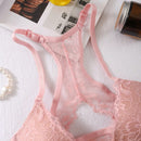 Sencillo sosten de encaje floral solido, comodo y transpirable con hebilla frontal, lenceria y ropa interior para mujeres