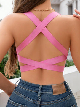 NEW Sujetador en forma de corazon sin costuras para mujeres con correas cruzadas en la espalda, 1 pieza