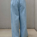 FRIFUL Pantalones Jeans de mujer casuales y sueltos de pierna ancha con cintura elastica y bolsillo para uso diario