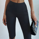 Prive Pantalones capri casuales para mujer, sueltos, de unicolor y con cintura elastica