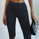 Prive Pantalones capri casuales para mujer, sueltos, de unicolor y con cintura elastica