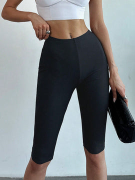 Prive Pantalones capri casuales para mujer, sueltos, de unicolor y con cintura elastica