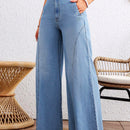 VCAY Jeans de pierna ancha para mujeres con bolsillos para uso casual diario