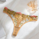 Tanga de una sola pieza de malla bordada de la serie Romantica