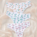 Ropa interior femenina estilo japones con estampado floral, calzoncillos de encaje empalmados con estampado de alta calidad
