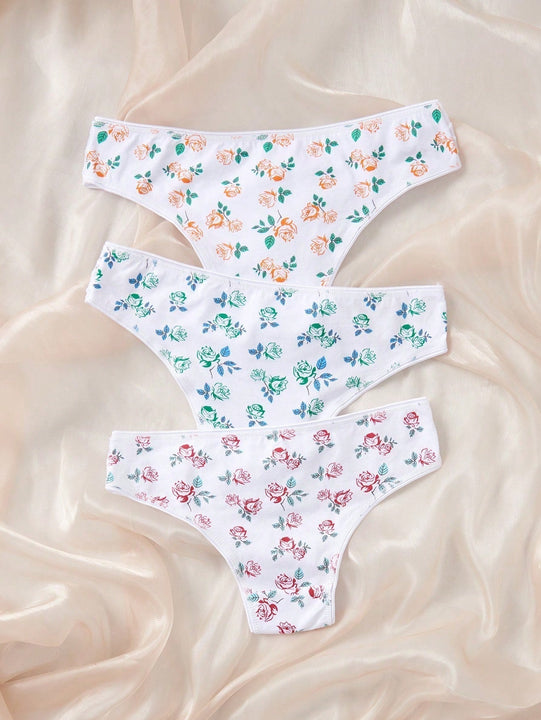 Ropa interior femenina estilo japones con estampado floral, calzoncillos de encaje empalmados con estampado de alta calidad