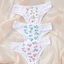 Ropa interior femenina estilo japones con estampado floral, calzoncillos de encaje empalmados con estampado de alta calidad