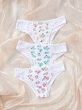 Ropa interior femenina estilo japones con estampado floral, calzoncillos de encaje empalmados con estampado de alta calidad