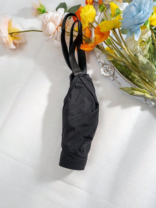 Romantico sujetador negro con tirantes delgados y sin relleno en el pecho