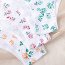Ropa interior femenina estilo japones con estampado floral, calzoncillos de encaje empalmados con estampado de alta calidad