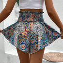 VCAY Mujeres estilo de vacaciones falda-pantalon corta y suelta con cinturon de lazo en la cintura