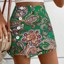 VCAY Falda-pantalon de verano con estampado de cachemira para mujer con botones decorativos y estilo de vacacion