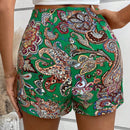 VCAY Falda-pantalon de verano con estampado de cachemira para mujer con botones decorativos y estilo de vacacion