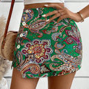 VCAY Falda-pantalon de verano con estampado de cachemira para mujer con botones decorativos y estilo de vacacion