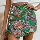 VCAY Falda-pantalon de verano con estampado de cachemira para mujer con botones decorativos y estilo de vacacion