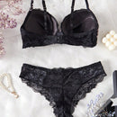 Conjunto de sujetador con aro y encaje con estampado floral