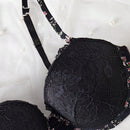 Conjunto de sujetador con aro y encaje con estampado floral