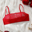 Sujetador rojo de encaje disenado de moda para mujeres
