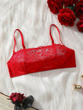 Sujetador rojo de encaje disenado de moda para mujeres
