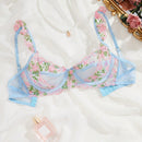 Sujetador De Encaje Bordado De Flores Sexy Para Mujer