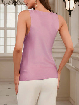 Prive Camisa de mujer con cintura nudo retorcido y detalles fruncidos de moda