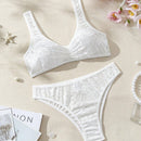 Conjunto De Lenceria De Encaje De Un Solo Color Para Mujeres