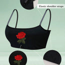 Mujeres Sujetador deportivo inalambrico de patron de estampado floral T-Shirt sin costuras, elastico suave y comodo