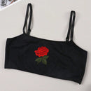 Mujeres Sujetador deportivo inalambrico de patron de estampado floral T-Shirt sin costuras, elastico suave y comodo