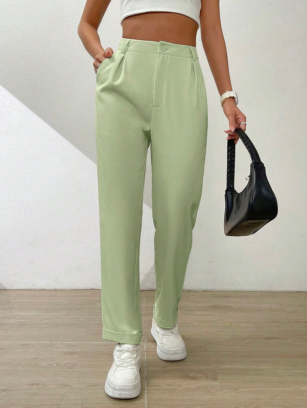 Essnce pantalones largos casuales y conicos de unicolor para ir al trabajo