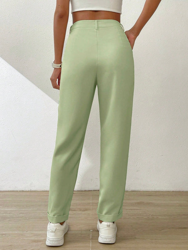 Essnce pantalones largos casuales y conicos de unicolor para ir al trabajo