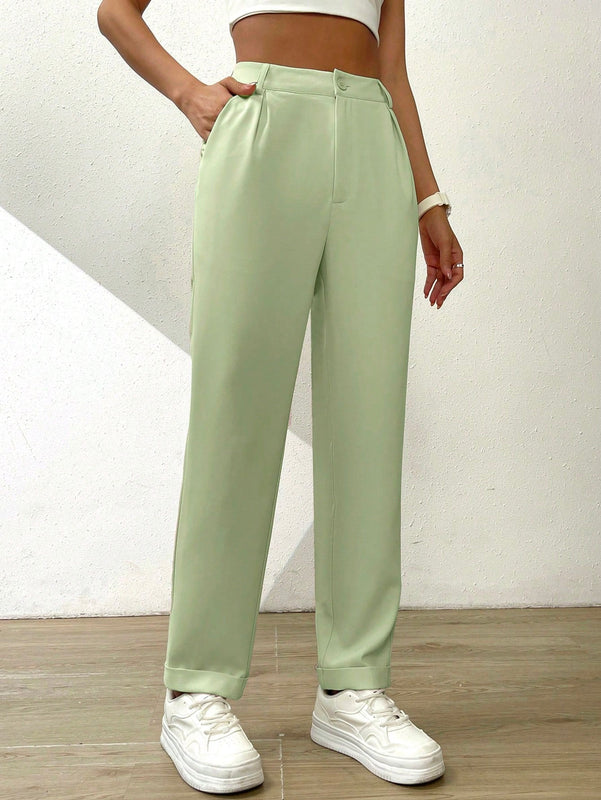 Essnce pantalones largos casuales y conicos de unicolor para ir al trabajo