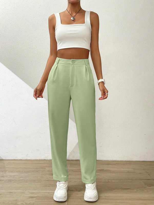Essnce pantalones largos casuales y conicos de unicolor para ir al trabajo