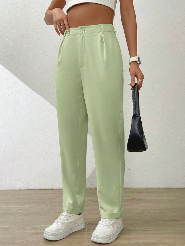 Essnce pantalones largos casuales y conicos de unicolor para ir al trabajo