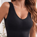Sujetador de top tank acanalado sin costuras y sin cables para mujer