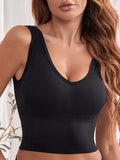 Sujetador de top tank acanalado sin costuras y sin cables para mujer