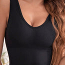 Sujetador de top tank acanalado sin costuras y sin cables para mujer