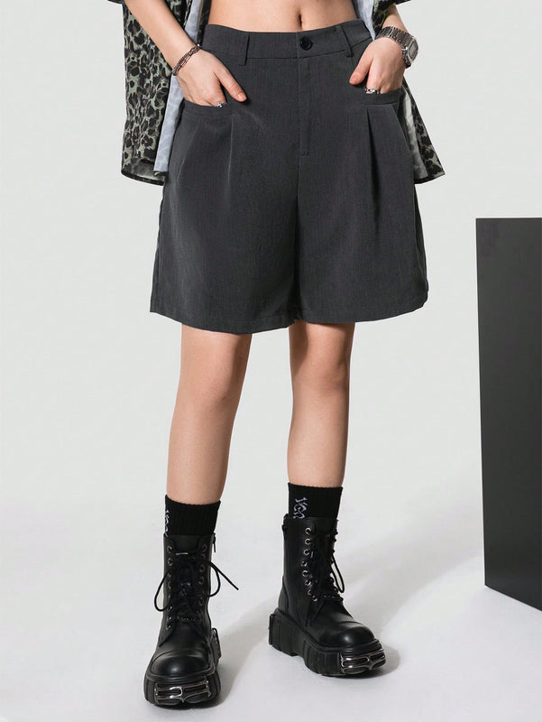 Coolane Shorts de traje con diseno plisado de moda para mujeres, adecuados para atuendos de primavera y verano con estilo callejero