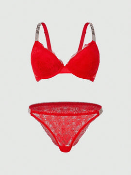 DesireSculpt Set de lenceria con encaje floral con aro