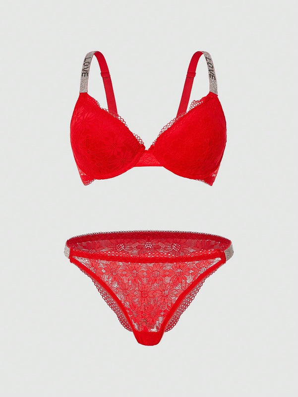DesireSculpt Set de lenceria con encaje floral con aro