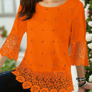 Clasi Blusa de verano para mujer con mangas 3/4 y detalles de encaje