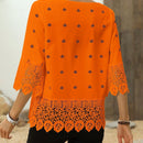 Clasi Blusa de verano para mujer con mangas 3/4 y detalles de encaje